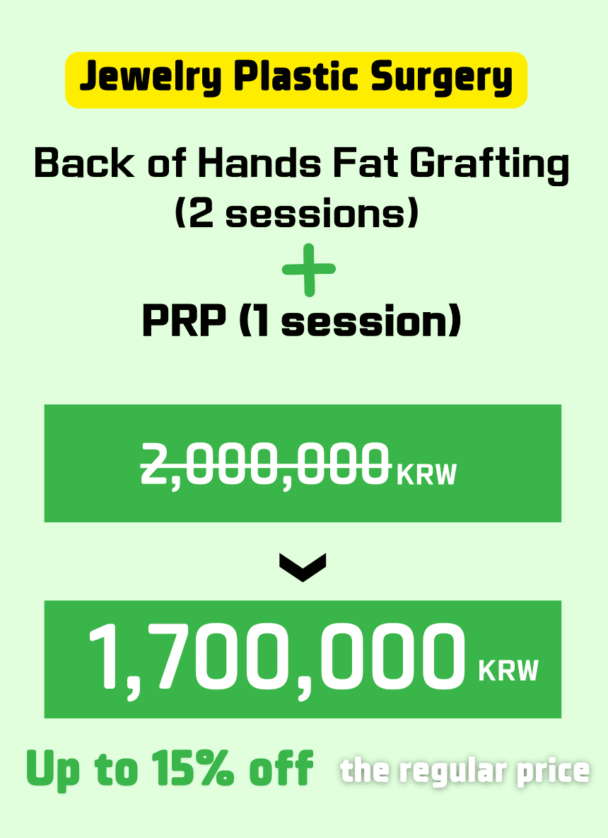 Advertisement for Back of Hands Fat Grafting (2 sessions) and PRP (1 session) with discounted price