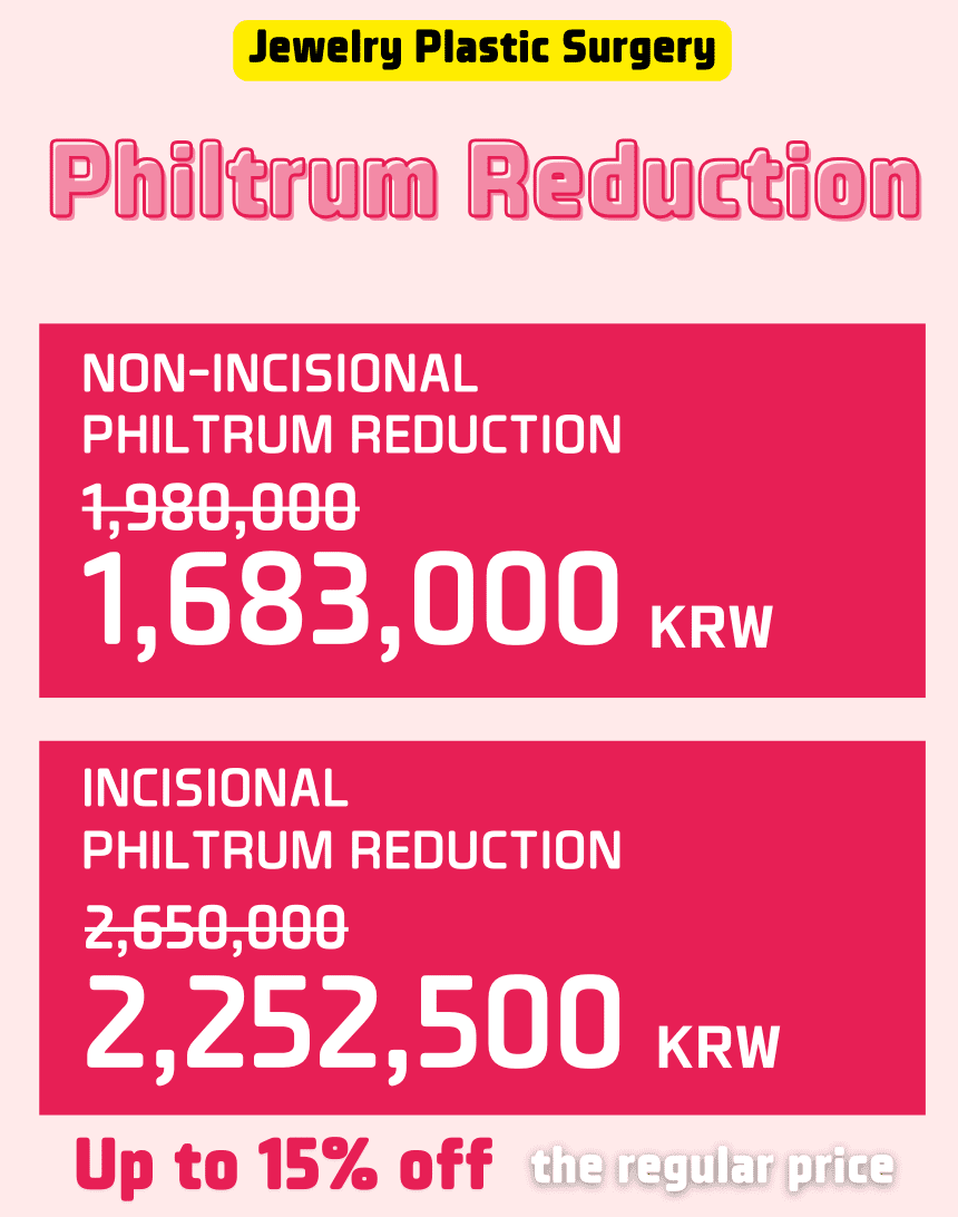 Price list for non-incisional and incisional philtrum reduction procedures.