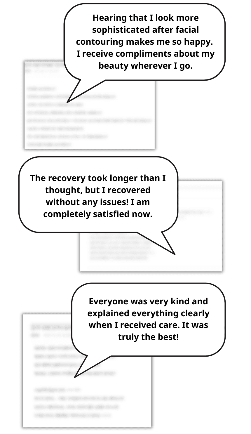 Crossed-out diagram of a chin surgery method that is not relevant to the Three Point Facial Contouring procedure